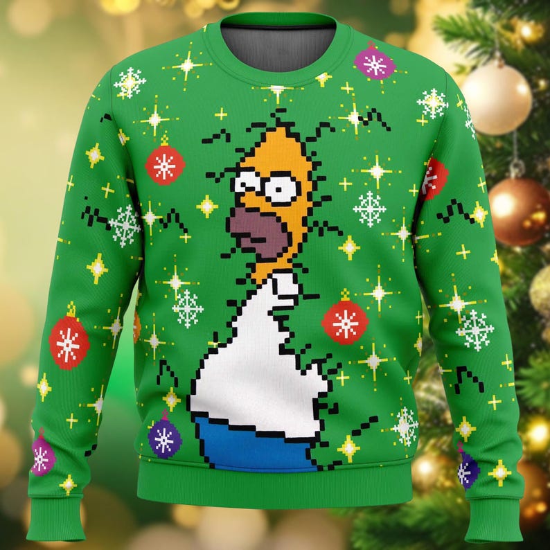 Homer Bush Meme The Simpsons Ugly Christmas Sweater Simpsons Xmas Sweater Homer Simpson Christmas Shirt Cartoon Movie Family Sweater 1763613731015.jpg