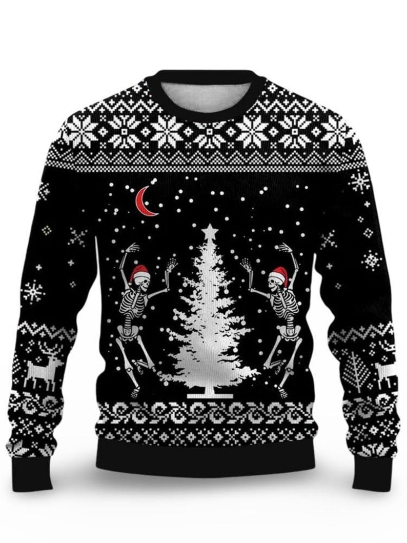 Dancing Skeleton Ugly Christmas Sweater Skull Christmas Shirt Skeleton Dancing Party Shirt Christmas For Kids Most Wonderful Time 1763623103742.jpg