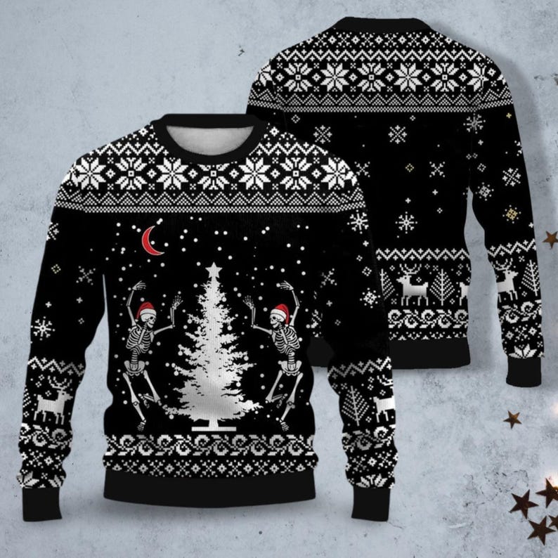 Dancing Skeleton Ugly Christmas Sweater Skull Christmas Shirt Skeleton Dancing Party Shirt Christmas For Kids Most Wonderful Time 1763623104379.jpg