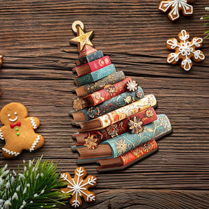 Christmas Book Tree Wood Ornament Christmas Tree Book Gift Book Lover Gift Book Club Ornament Bookish Ornament Book Exchange Gifts 1763631084896.jpg