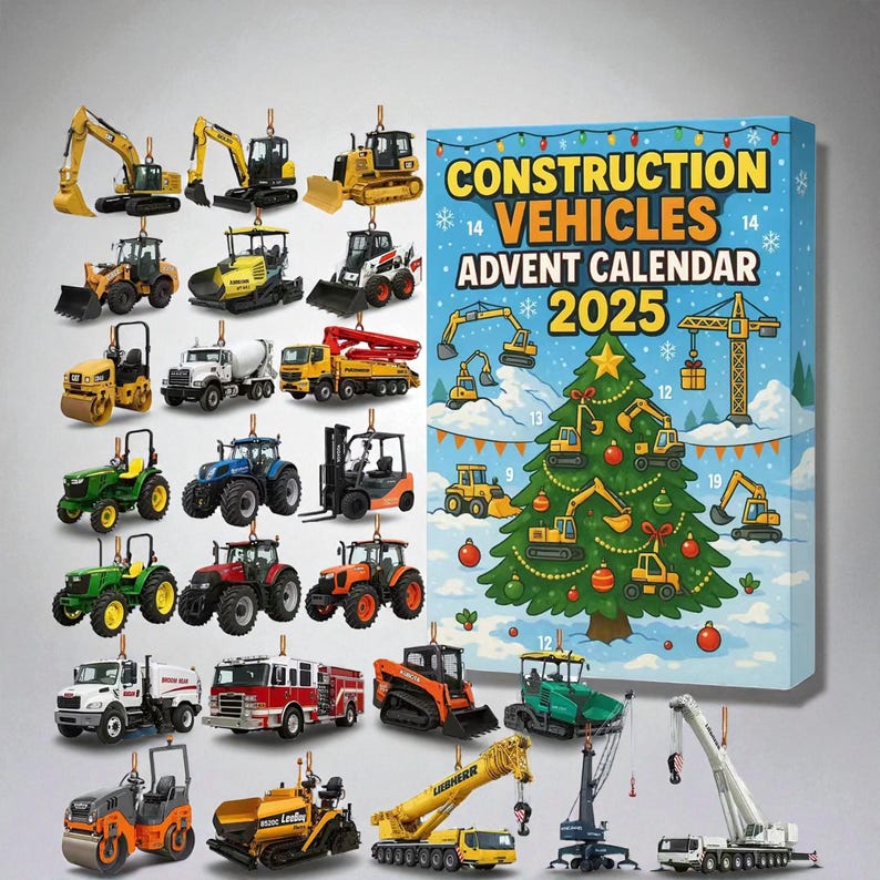 Construction Vehicles Advent Calendar 2025 24 Day Christmas Countdown Truck  Excavator Toy Set Gift For Vehicle Lovers 1763691494320.jpg