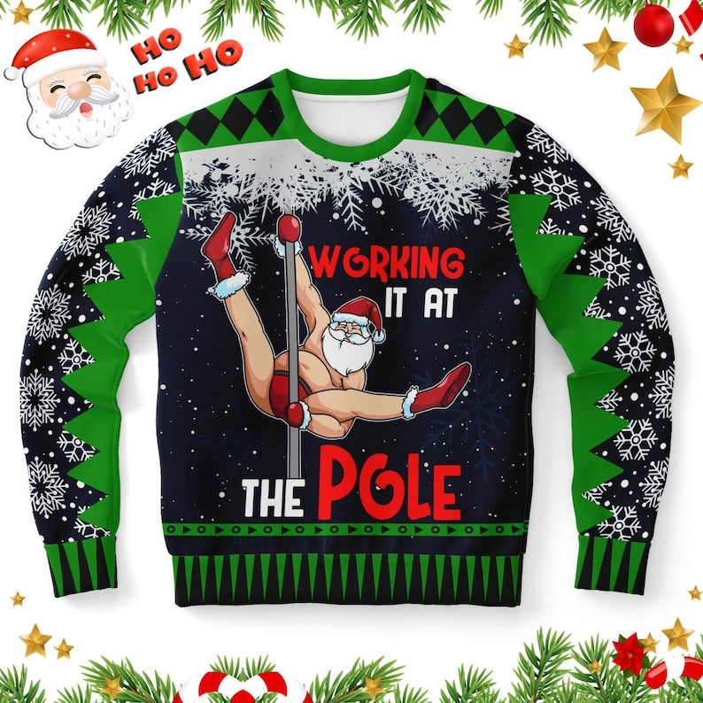Funny Santa Pole Dancing Ugly Christmas Sweatshirt Tacky Xmas Humor Dirty Adult Humor 1763713389727.jpg