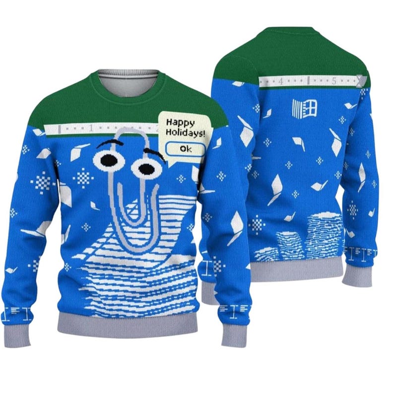 Windows Christmas Ugly Sweater Clippy Happy Holidays Xmas Shirt Center On Microsoft Sweater Funny Christmas Gifts Sweater 1763713950721.jpg
