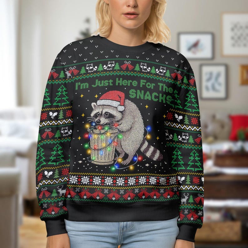 Christmas Raccoon Ugly Sweater Funny Snack Lover Print Sweater Xmas Sweater Holiday Gift 1763715350418.jpg