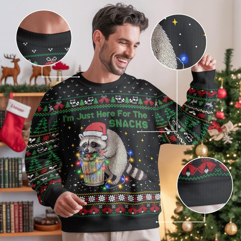Christmas Raccoon Ugly Sweater Funny Snack Lover Print Sweater Xmas Sweater Holiday Gift 1763715350917.jpg