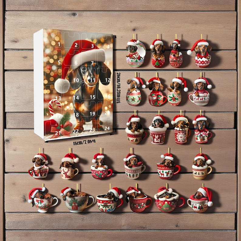 Dachshund Advent Calendar 2025 24 2d Acrylic Wiener Dog Christmas Ornaments 1763778325749.jpg