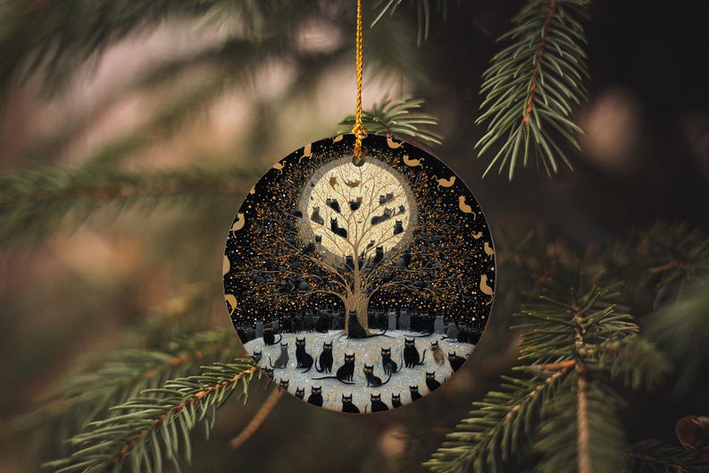 Black Cat Winter Solstice Ornament Ceramic Moonlit Tree D Cor Wiccan Yule Gift Gothic Holiday Hanging Decoration 1763778828650.jpg