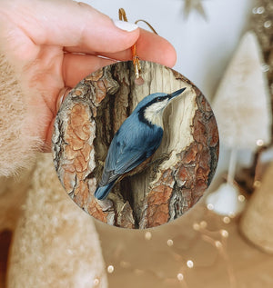 Nuthatch Ceramic Christmas Ornament Handcrafted Woodland Bird Decoration 1763778905348.jpg