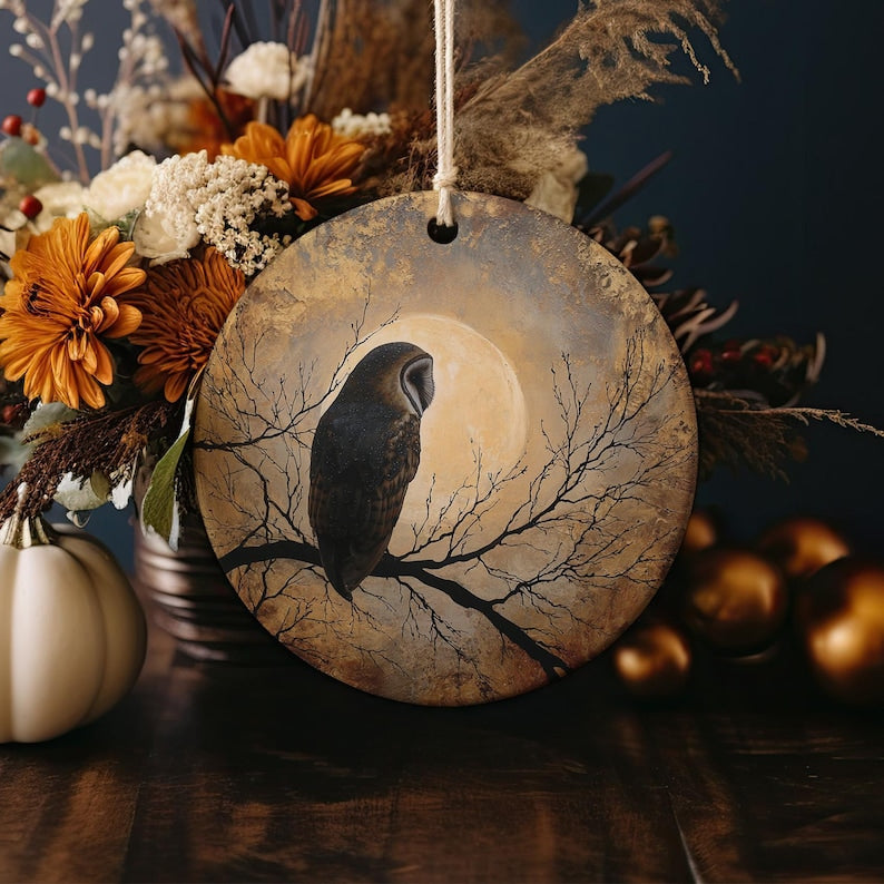 Barn Owl Ornament Full Moon Silhouette Ceramic Nature Gift 1763778978888.jpg