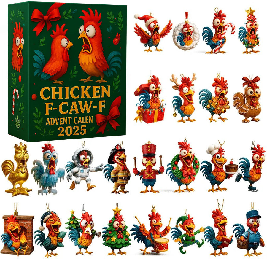2025 Chicken F Caw F Advent Calendar Chicken Advent Calendar With Ornaments 24 Acrylic Ornament Countdown To Christmas 1763782147212.jpg