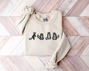 Embroidered Raccoon Sweatshirt Cute Raccoons Sweater Raccoon Crewneck Raccoon Gifts Racoon Sweat Shirt Feral But Cute Racoon Gift 1763783267122.jpg