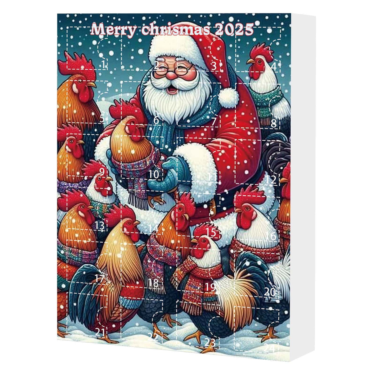 24 Days Christmas Advent Calendar 2025 With 24 Santa Hat Chicken Ornamentsunique Holiday Home Decordaily Xmas Tree Countdown Decorfun Chickens Theme Gift For Adults  Kids  1763784593846.jpg