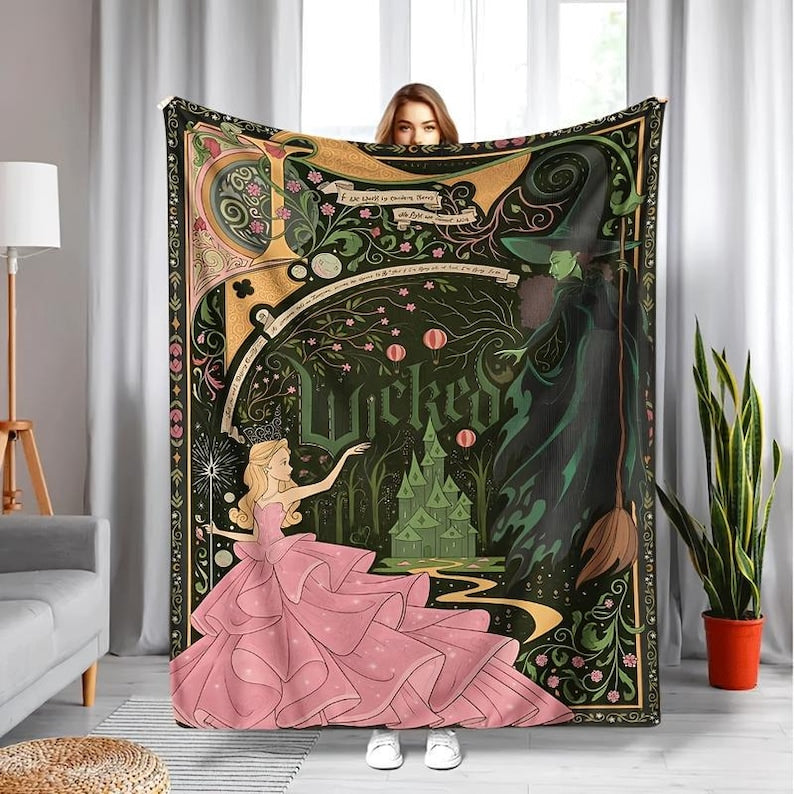 Wicked Change For Good Blanket Defy Gravity Broomstick Magic Wand Wizard Movie Wicked Musical Fan Gift Wizard Of Oz Blanket 1763950880519.jpg