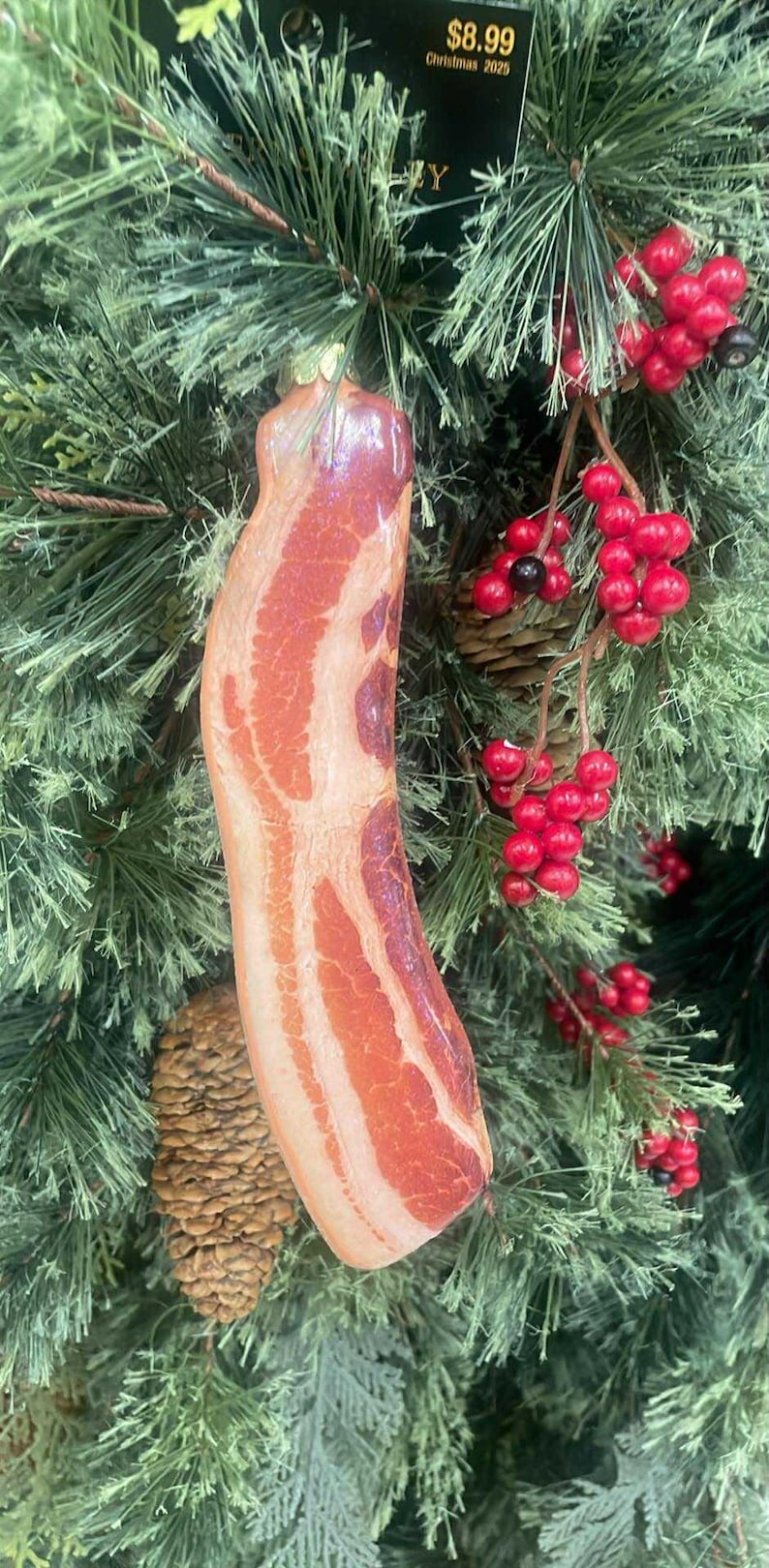 Strip Of Bacon Glass Christmas Food Ornament 1763952220151.jpg