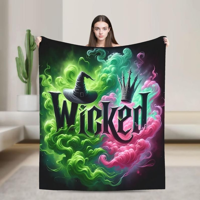 Wicked Change For Good Blanket Defy Gravity Broomstick Magic Wand Wizard Movie Wicked Musical Fan Gift Wizard Of Oz Blanket 1763972958707.jpg