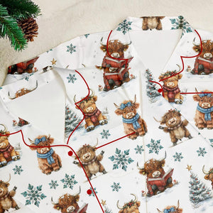 Christmas Highland Cow Pajamas Set Cute Christmas Cow Pajamas Western Christmas Gift Holiday Family Pajamas Highland Cow Kids Pjs Set 1763974441915.jpg
