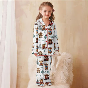 Christmas Highland Cow Pajamas Set Cute Christmas Cow Pajamas Western Christmas Gift Holiday Family Pajamas Highland Cow Kids Pjs Set 1763974441937.jpg