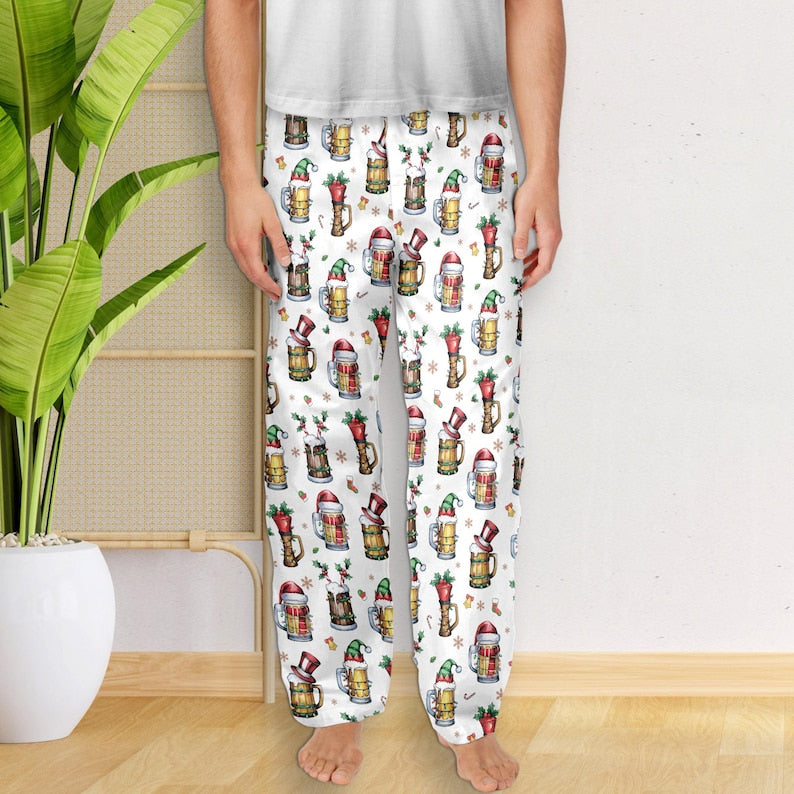 Christmas Beer Pajamas Pants Christmas Drinking Pjs Pants Gift Beer Lover Pajamas Pants Christmas Party Sleepwear Santa Beer Pjs Pants 1763976075941.jpg
