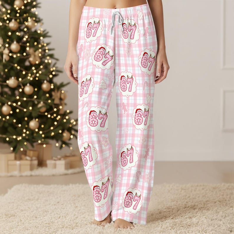 67 Pajamas Pants Six Seven Meme Sleep Pants Funny Christmas 67 Pajama Outfit Family Holiday Sleepwear Set 1763976371257.jpg