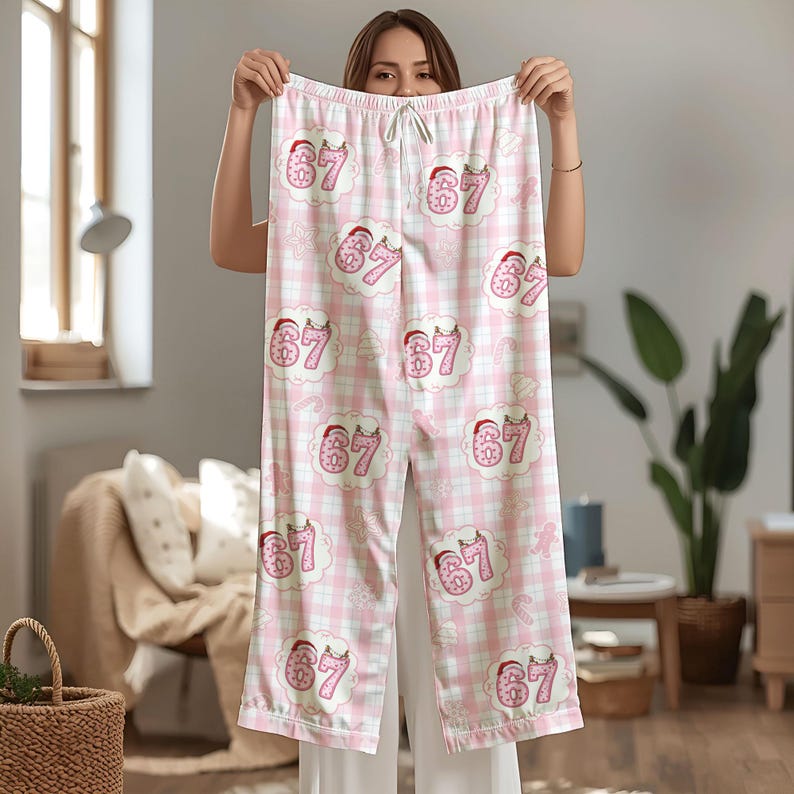 67 Pajamas Pants Six Seven Meme Sleep Pants Funny Christmas 67 Pajama Outfit Family Holiday Sleepwear Set 1763976371261.jpg