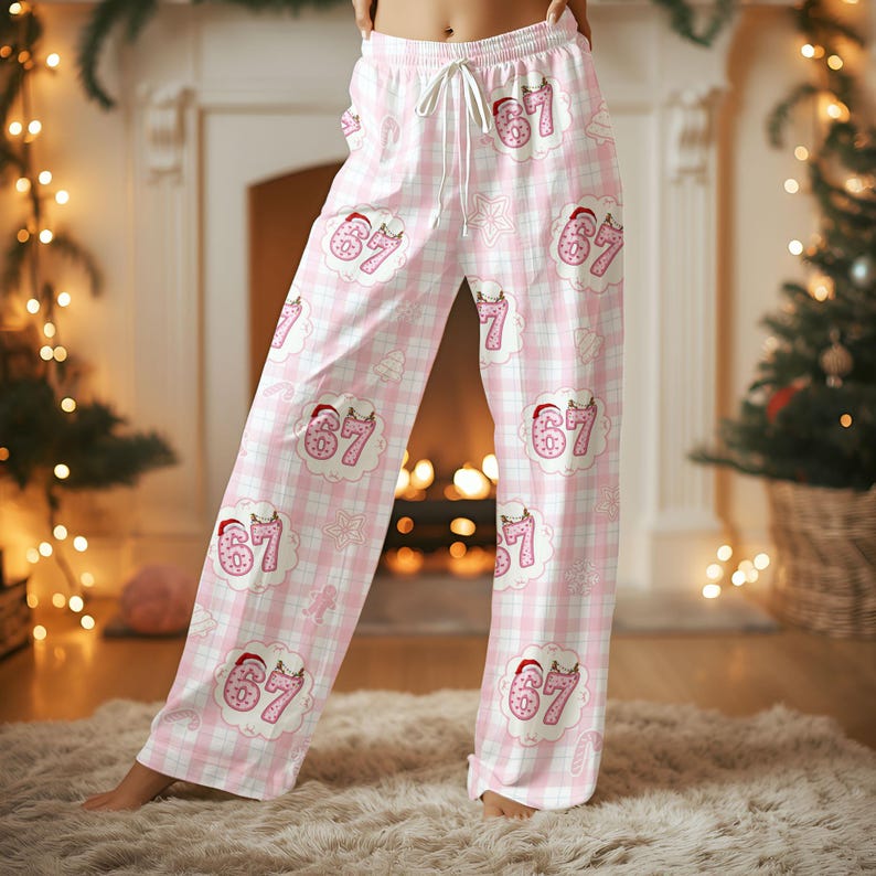 67 Pajamas Pants Six Seven Meme Sleep Pants Funny Christmas 67 Pajama Outfit Family Holiday Sleepwear Set 1763976371755.jpg