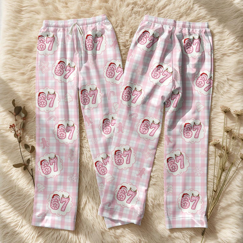 67 Pajamas Pants Six Seven Meme Sleep Pants Funny Christmas 67 Pajama Outfit Family Holiday Sleepwear Set 1763976371927.jpg
