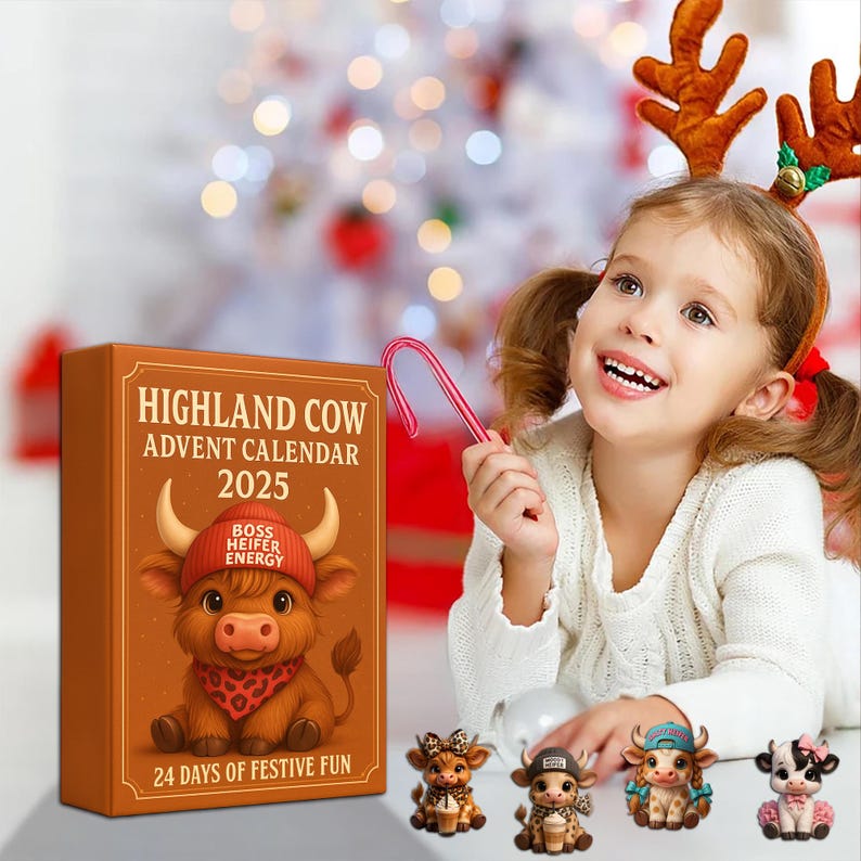 Highland Cow Advent Calendar 2025 Cute Mini Cow Figurines 24 Day Christmas Countdown Gift Holiday Decor For Kids  Cow Lover Unique Gift 1763977100951.jpg