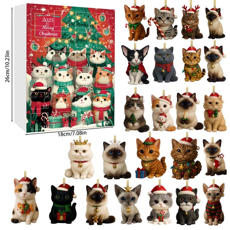 Christmas Cat Advent Calendar 24pcs 2d Acrylic Cat Ornaments Holiday Decor For Cat Lovers Christmas Countdown Gift Box Christmas Gift 1763977270373.jpg