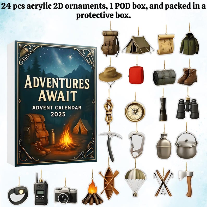 Advent Calendar 2025 For Outdoor Lovers 24 Days Explorer Themed Acrylic Ornaments Hiking  Camping Adventure Figures Xmas Countdown Gift 1764041655621.jpg