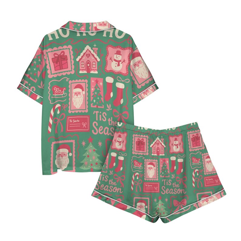 Pajama Set Santa Mail Christmas Stamp Short Sleeve  Long Sleeve 1764212304581.jpg