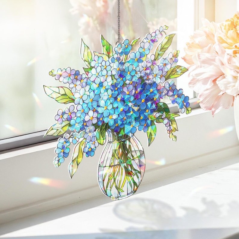 Forget Me Not Bouquet Hologram Window Hanging Acrylic Suncatcher 1764313000776.jpg