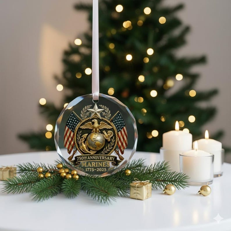 Marine 250th Anniversary Glass Ornament Military Veteran Christmas Gift Keepsake Marine Christmas Tree Decor 1764314682278.jpg