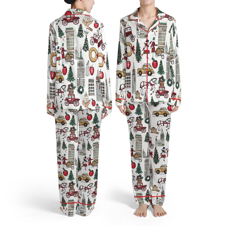 Christmas In New York Pajamas Xmas Pjs Women S Holiday Pjs Set Sleepwear Set For Her Cute Holiday Sleepwear Family Matching Pjs 1764554581978.jpg