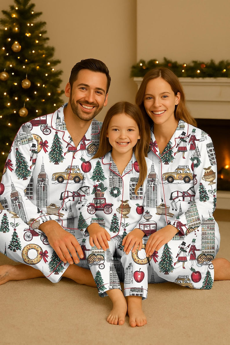 Christmas In New York Pajamas Xmas Pjs Women S Holiday Pjs Set Sleepwear Set For Her Cute Holiday Sleepwear Family Matching Pjs 1764554582615.jpg