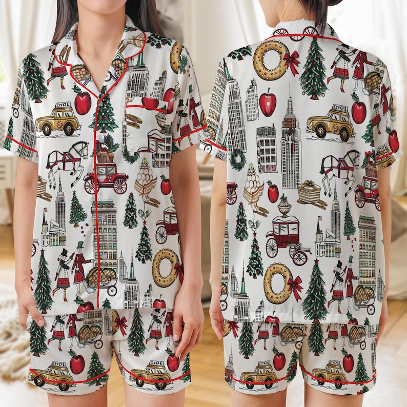 Christmas In New York Pajamas Xmas Pjs Women S Holiday Pjs Set Sleepwear Set For Her Cute Holiday Sleepwear Family Matching Pjs 1764554582682.jpg