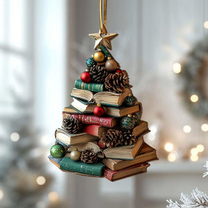 Christmas Book Tree Wood Ornament Christmas Tree Book Gift Book Lover Gift Book Club Ornament Bookish Ornament Book Exchange Gifts 1764564040410.jpg