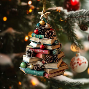 Christmas Book Tree Wood Ornament Christmas Tree Book Gift Book Lover Gift Book Club Ornament Bookish Ornament Book Exchange Gifts 1764564040430.jpg