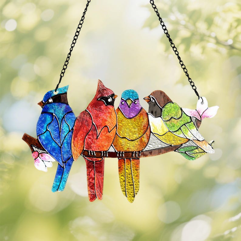 Stained Glass Birds Suncatcher Four Colorful Birds On Branch Window Hanging Handmade Glass Bird Ornament Garden Home Decor Gift 1764574339268.jpg