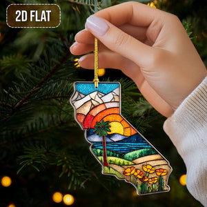 California Faux Stained Glass Acrylic Ornament 2d Flat Ornament State Map Decor California Gift Travel Souvenir Christmas Ornament 1764647079265.jpg