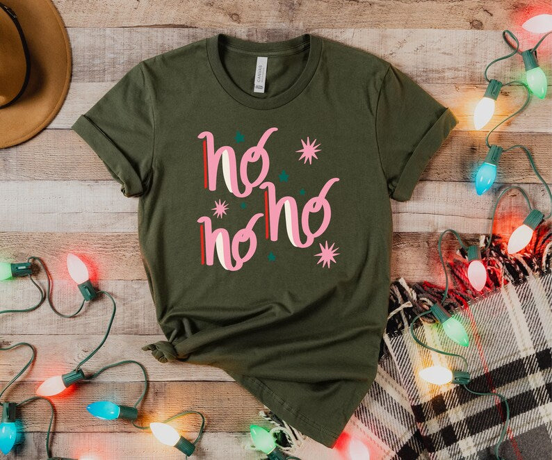 Ho Ho Ho Retro Christmas Shirt Cute Holiday Quote Tee Toddler Kids Youth  Adults Matching Family Xmas Outfit Bella And Canvas Pjs 1764746816118.jpg