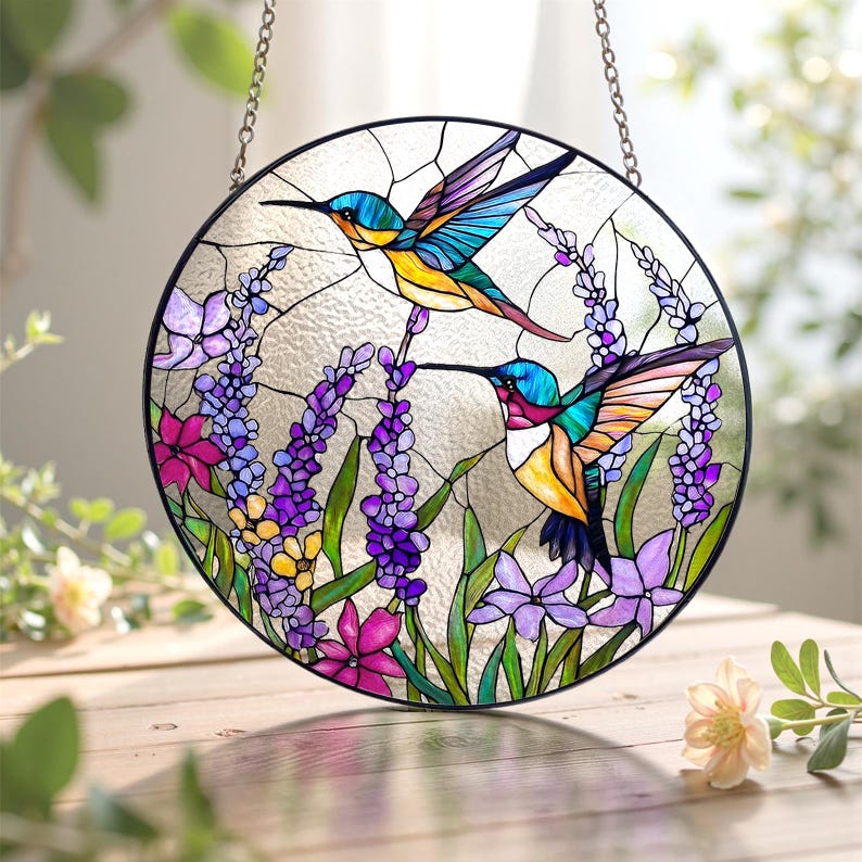 Hummingbird Stained Glass Suncatcher Light Catching Window Hanging Bird Glass Art Gift For Mom Or Grandma Sympathy Memory Gift 1764749107915.jpg