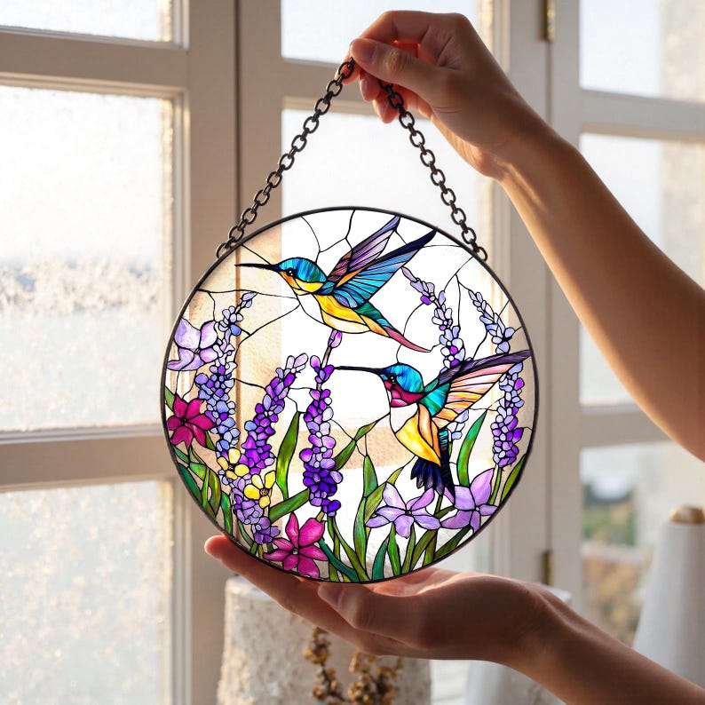 Hummingbird Stained Glass Suncatcher Light Catching Window Hanging Bird Glass Art Gift For Mom Or Grandma Sympathy Memory Gift 1764749107923.jpg