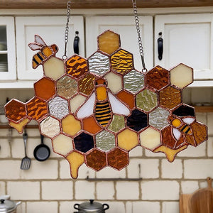 Stained Glass Beehive Suncatcher Handmade Honeycomb Window Hanging Bee Lover Gift Nature Inspired Glass Home Decor 1764753037852.jpg