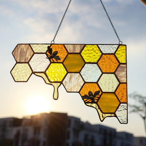 Honeycomb Corner Stained Glass Beehive And Bee Decor Beekeeper Gift 1764832566120.jpg