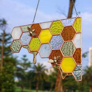 Honeycomb Corner Stained Glass Beehive And Bee Decor Beekeeper Gift 1764832566133.jpg