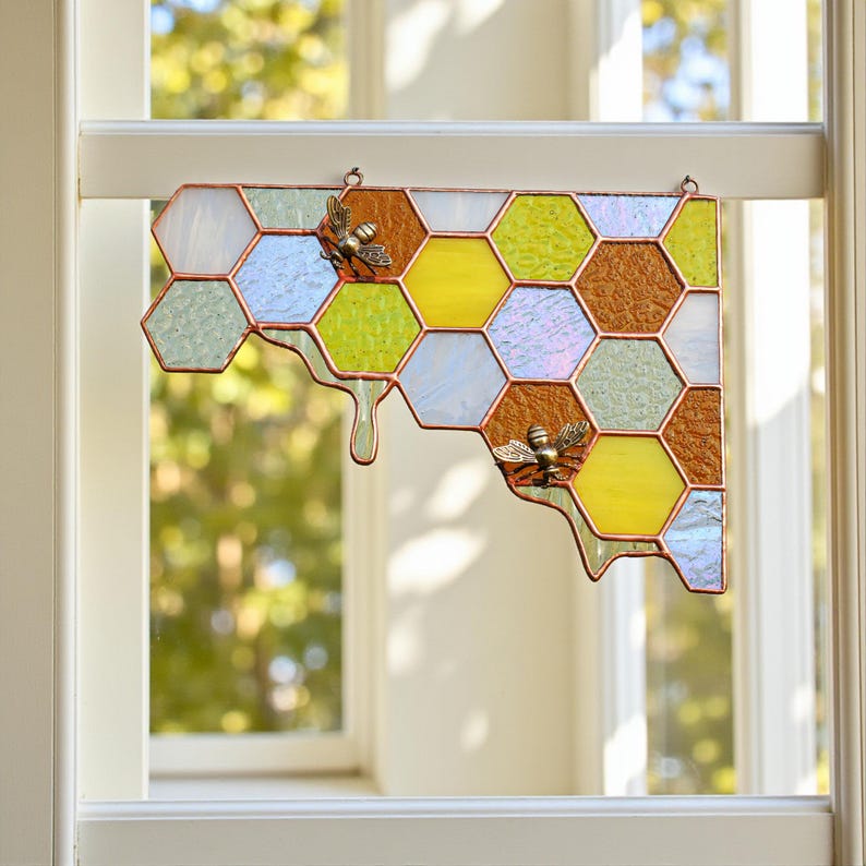 Honeycomb Corner Stained Glass Beehive And Bee Decor Beekeeper Gift 1764832566191.jpg