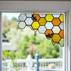 Honeycomb Corner Stained Glass Beehive And Bee Decor Beekeeper Gift 1764832566647.jpg