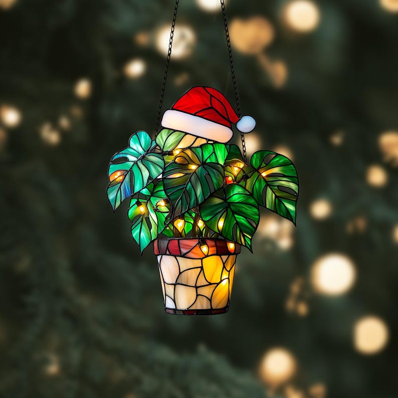 Monstera Christmas Ornament Acrylic Window Hanging Plant Decor 1765168161054.jpg