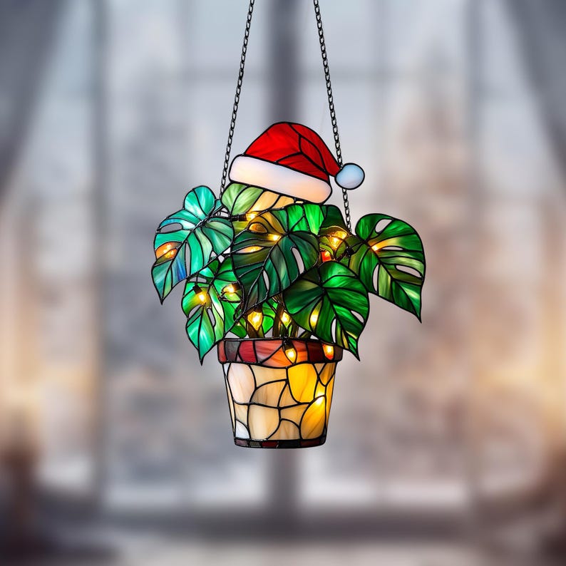 Monstera Christmas Ornament Acrylic Window Hanging Plant Decor 1765168161082.jpg