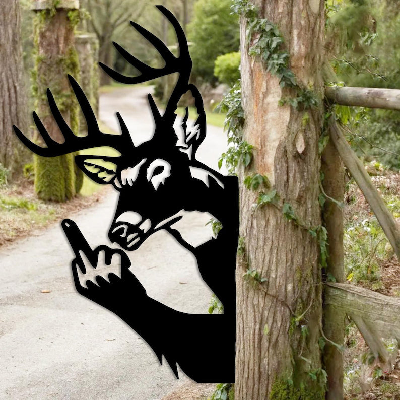 Funny Deer Metal Sign Middle Finger Deer Art Outdoor Rude Humor Decor Offensive Joke Gift For Huntersfriends Easy Mount Prank Sign 1765767487153.jpg